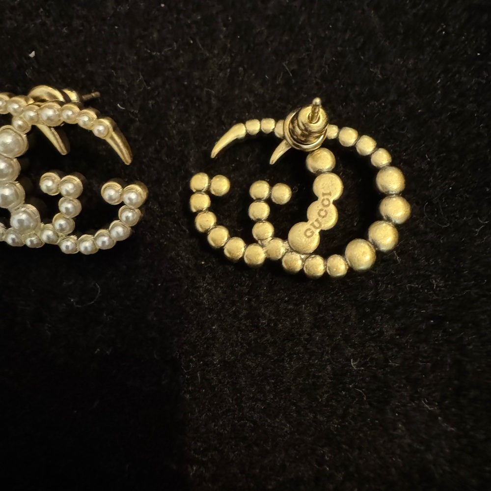 Gucci Marmont GG Elegant Gold Pearl Earrings - Picture 4 of 5